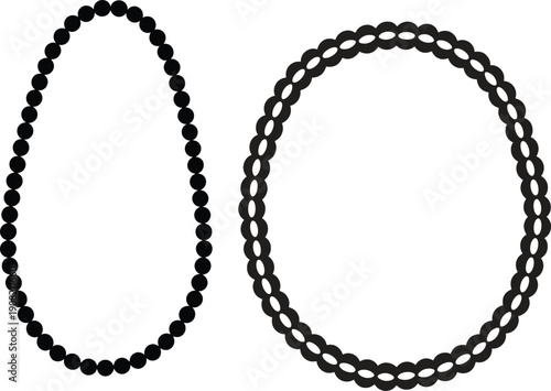 Abstract geometric loops formed with repeating circular and oval elements, showcasing teardrop and braided ring shapes, minimal black design, modern pattern for creative backgrounds.