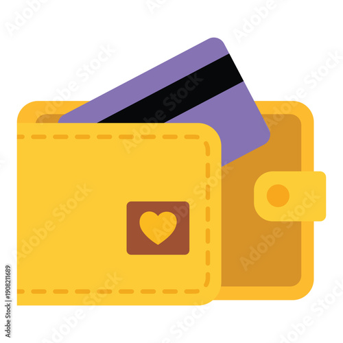 Financial Harmony: A stylish yellow wallet, nestled with a sleek credit card, symbolizes financial well-being and mindful spending.