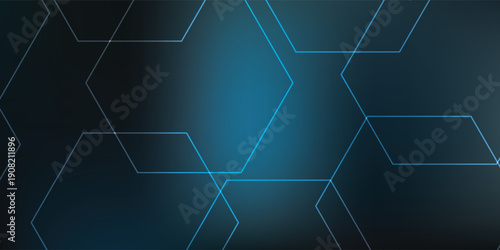 Abstract Geometric Hexagon Pattern Background with Blue Gradient.