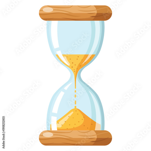 Timeless Hourglass: A detailed illustration captures the elegance of an hourglass, with fine sand cascading through the narrow neck, symbolizing the passage of time and the importance of every moment.