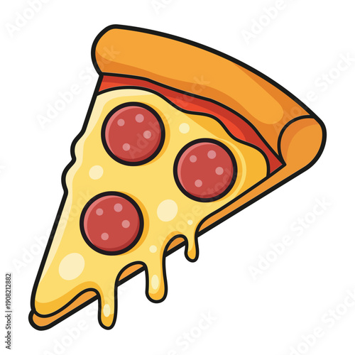 Pepperoni Pizza Slice: A mouthwatering illustration of a classic pepperoni pizza slice, showcasing melted cheese, savory pepperoni, and golden crust, representing the ultimate comfort food.