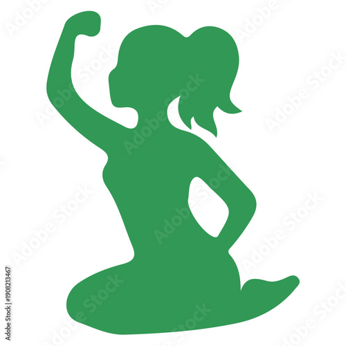 Strong woman flexing silhouette icon