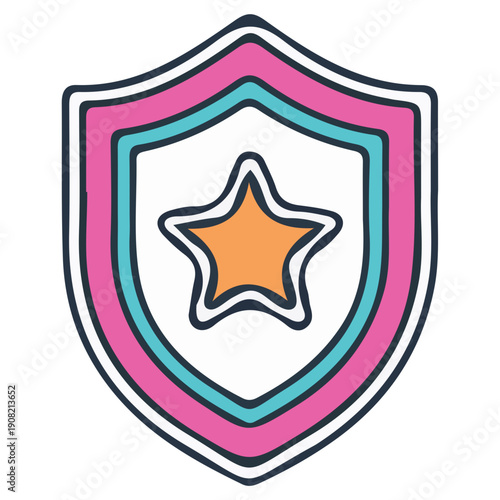 Colorful Shield With Star Badge