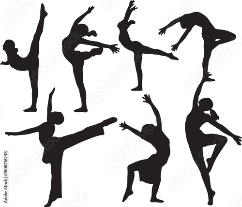 Ballet and Contemporary Dance Silhouettes figures poses