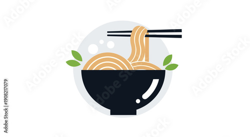 Noodle bowl with chopsticks vector illustration
