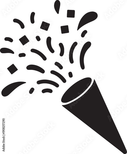 Black and White Confetti Explosion Icon party popper