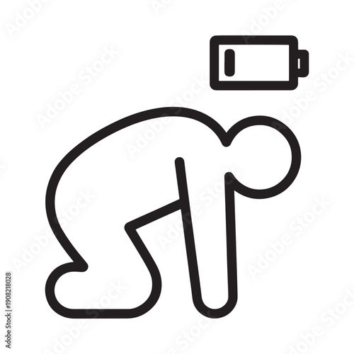Low battery icon depicts a person in a fetal position