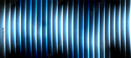 Light blue glass stripe abstract background with glowing vertical lines glossy reflections and a clean futuristic glass light effect on dark.