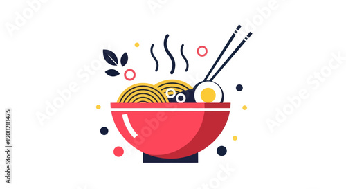 Noodle soup illustration