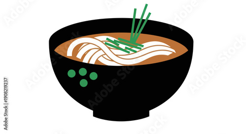 Noodle soup illustration on white background