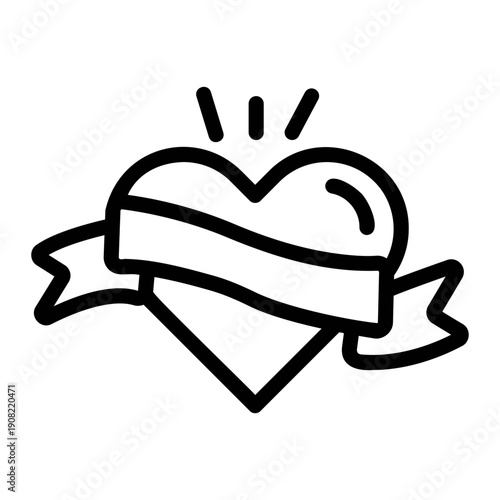 Heart with ribbon Line Icon