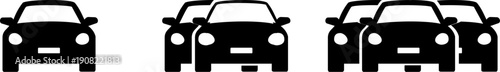 Black Car Silhouette Icon Representing Electric Vehicles and Eco-Friendly Transportation
