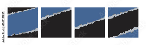 Abstract Torn Paper Background With Blue and Black Diagonal Layers