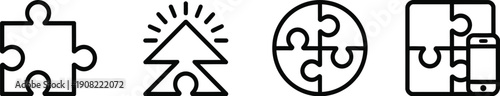 modern business puzzle icon set for problem solving strategy and teamwork