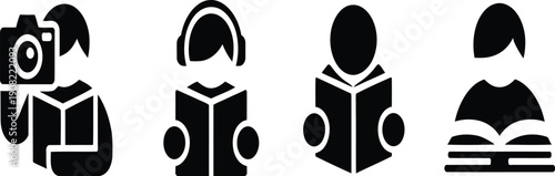 multimedia education and learning icon set