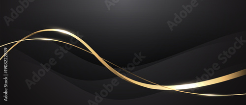 Abstract luxury element with gold light glow effect on black modern graphic design decoration for banner template background vector