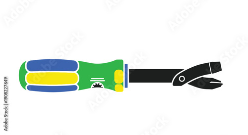 Stylized illustration of a screwdriver with pliers at the end
