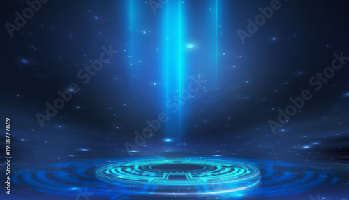 Abstract dark space, blue n...