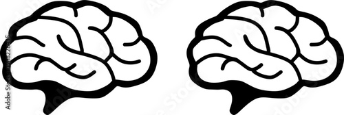 Set of Two Interconnected Brain Icons Representing Artificial Intelligence and Data Connection