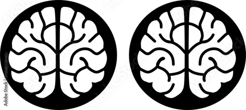 Set of Illustrative rendition of brain icon,