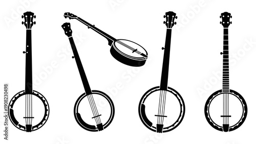 Banjo Silhouettes: A Collection of Stringed Musical Instruments