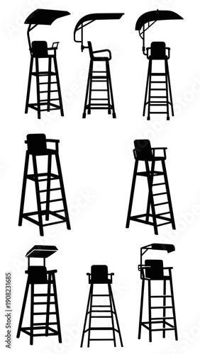 Collection of Referee or Umpire Chairs Silhouettes for Sports and Events