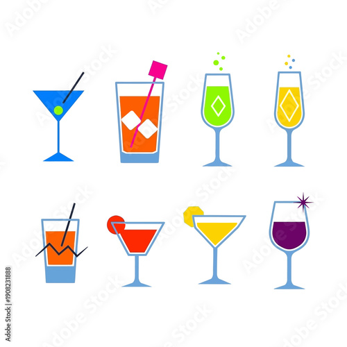Colorful Cocktail Drinks Collection - Flat Design Icons