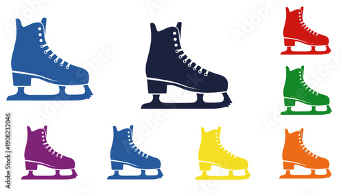 Colorful Ice Skates Collection: Figure Skating Boots in Various Bright Colors