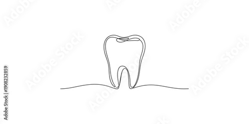 Simple line drawing of a single tooth emerging from the gums
