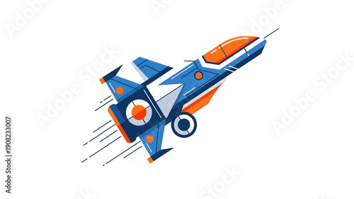 Futuristic Jet Fighter Ascending with Speed Lines
