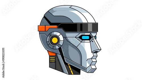 Futuristic Robot Head Profile, Sci-Fi Android Face, AI Technology Concept