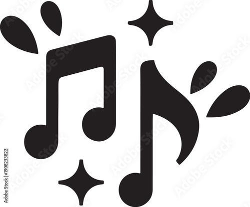 Black Music Notes With Sparkles And Splashes musical notes