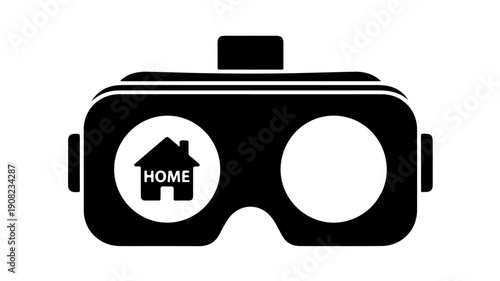 Virtual Reality Headset Showing Home Icon.