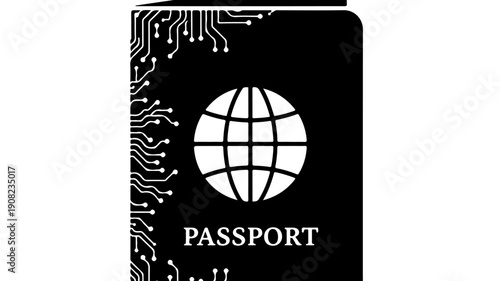 Digital Passport with Futuristic Circuit Board Design.