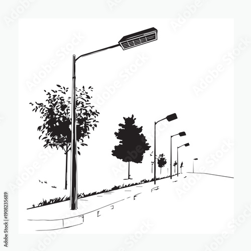 vector illustration of a solar powered city street light.