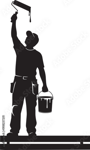 Large group of diverse professional construction workers and manual labor silhouettes holding various industrial tools high above heads isolated on white background for teamwork.