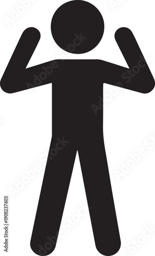 Black Silhouette of a Person with Hands on Head human