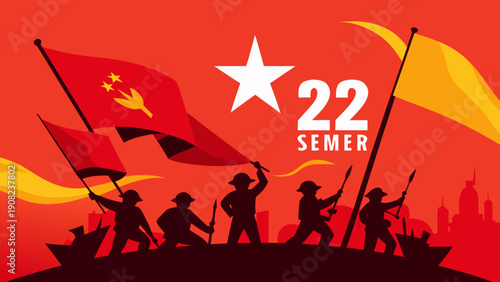 Celebrating 22 years of the people's republic with vibrant colors and unity Vector