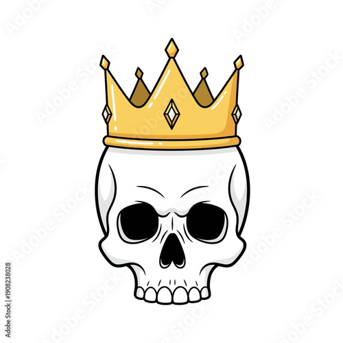 Royal Skull with Golden Crown - King of Death Symbol