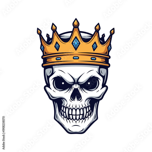 Skull King Crown Illustration - Dark Royalty and Power Symbol