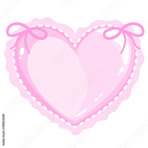 Whimsical Coquette Heart Locket with bow, Valentine Hand Drawn