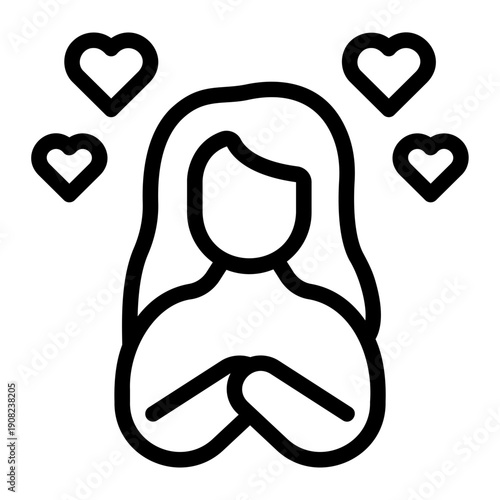 Self hugs Line Icon