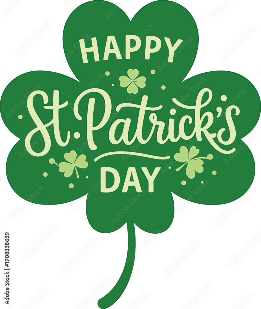 Fototapeta premium Happy St Patricks Day Shamrock Clover Design On White Background