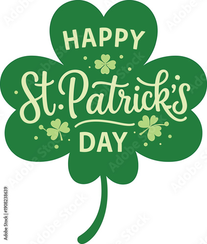 Happy St Patricks Day Shamrock Clover Design On White Background