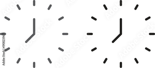 Minimalist Analog Clock Face Icon Set - Simple Line Art Time Symbols for UI Design