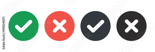 Check mark and cross sign icons in green red and grey circles representing success and failure voting results