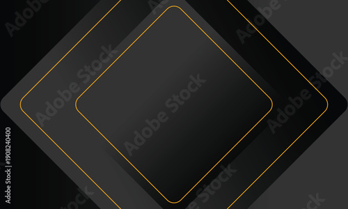 Abstract black and gold geometric background with layered square frames. Luxury modern design style ideal for branding, premium presentations, elegant posters, and creative layouts.