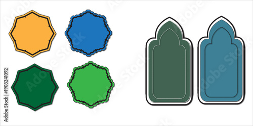 Set of Modern Islamic Icons – Ramadan, Mosque, Quran, and Spiritual Symbols