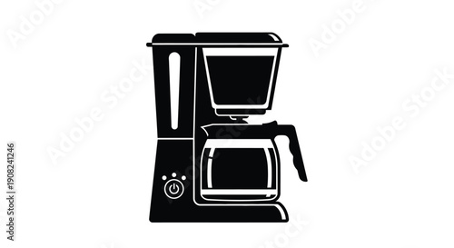 Simple black and white illustration of a classic drip coffee maker