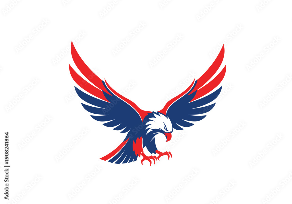 Obraz premium Modern Eagle Logo Red Blue – Powerful Minimalist Vector Branding